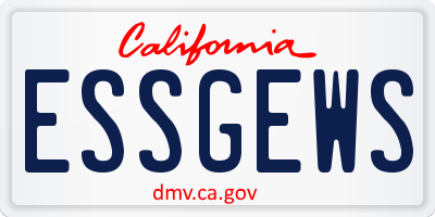 CA license plate ESSGEWS