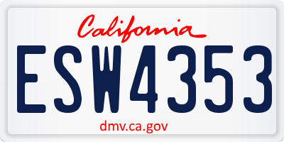 CA license plate ESW4353