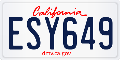 CA license plate ESY649