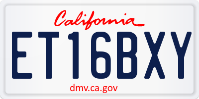 CA license plate ET16BXY