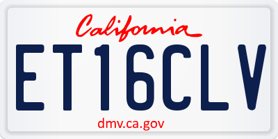 CA license plate ET16CLV