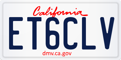 CA license plate ET6CLV