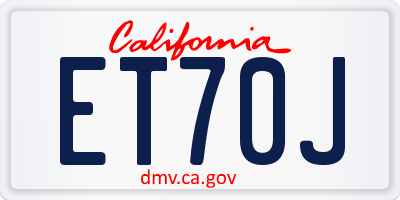 CA license plate ET70J