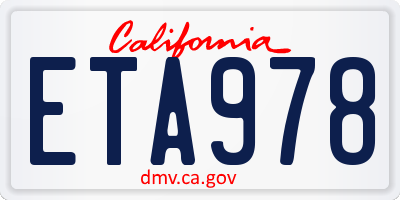 CA license plate ETA978