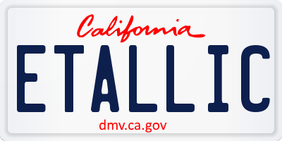 CA license plate ETALLIC