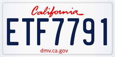 CA license plate ETF7791