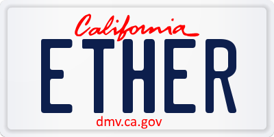 CA license plate ETHER