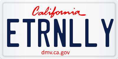 CA license plate ETRNLLY