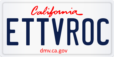 CA license plate ETTVROC