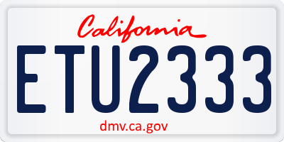 CA license plate ETU2333