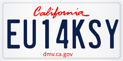 CA license plate EU14KSY