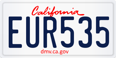 CA license plate EUR535