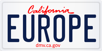 CA license plate EUROPE