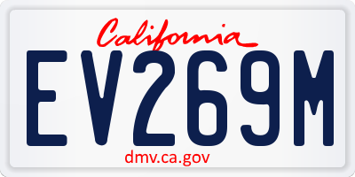 CA license plate EV269M