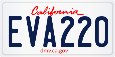 CA license plate EVA220