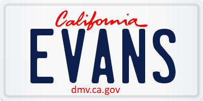 CA license plate EVANS