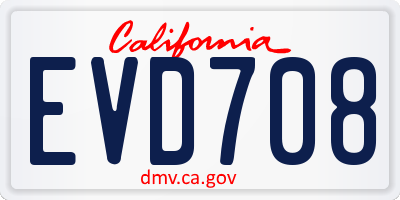 CA license plate EVD708