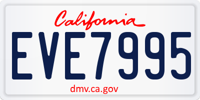 CA license plate EVE7995