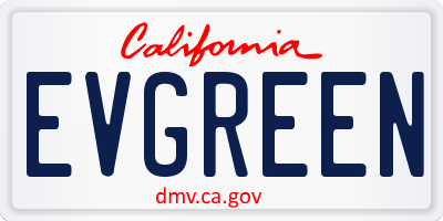 CA license plate EVGREEN