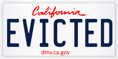 CA license plate EVICTED