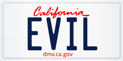 CA license plate EVIL