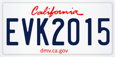 CA license plate EVK2015