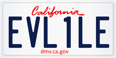 CA license plate EVL1LE