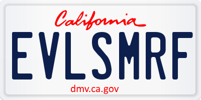 CA license plate EVLSMRF