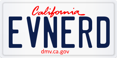 CA license plate EVNERD