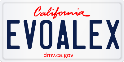 CA license plate EVOALEX