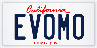 CA license plate EVOMO