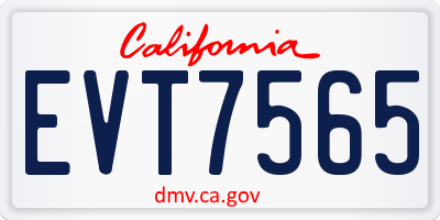 CA license plate EVT7565