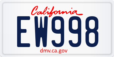 CA license plate EW998