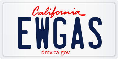 CA license plate EWGAS