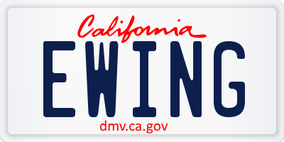 CA license plate EWING