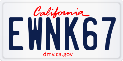 CA license plate EWNK67