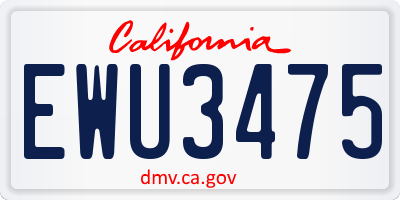 CA license plate EWU3475