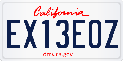 CA license plate EX13E0Z