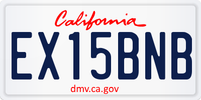 CA license plate EX15BNB