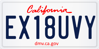 CA license plate EX18UVY