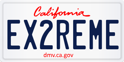 CA license plate EX2REME