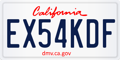 CA license plate EX54KDF