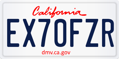 CA license plate EX70FZR