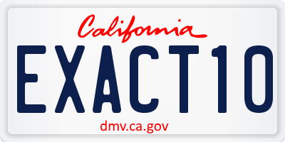 CA license plate EXACT10