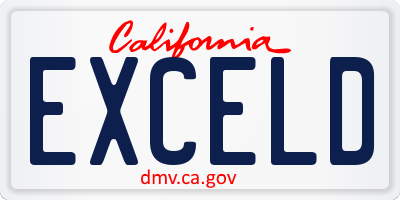 CA license plate EXCELD