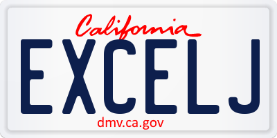 CA license plate EXCELJ