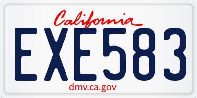 CA license plate EXE583