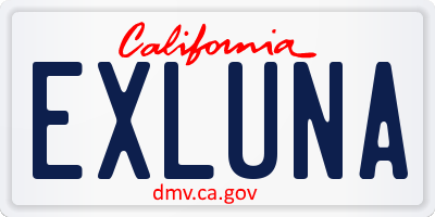 CA license plate EXLUNA