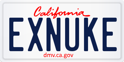 CA license plate EXNUKE