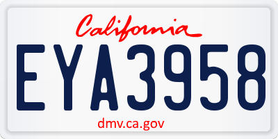 CA license plate EYA3958